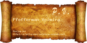 Pfefferman Velmira névjegykártya